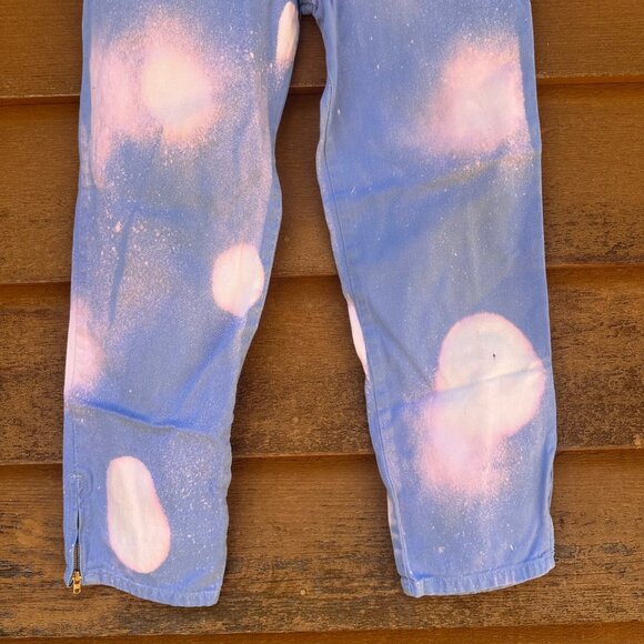 Vintage Bongo Custom High-Rise Straight Jeans With Ankle Zips Size 14 Blue & Pin - Picture 5 of 15